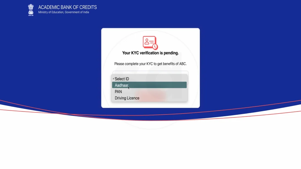 Your KYC verification is pending document select