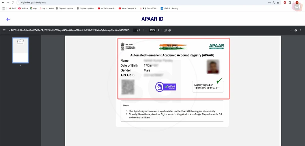 APAAR ID card download